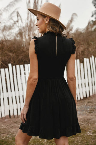 Sleeveless Chiffon Dress - Black