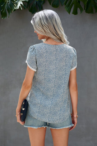 Lace Detail Top - Blue