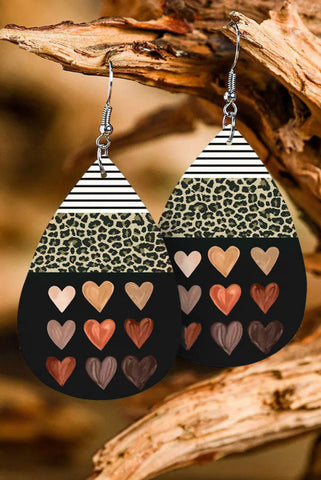 Heart Earrings - Brown
