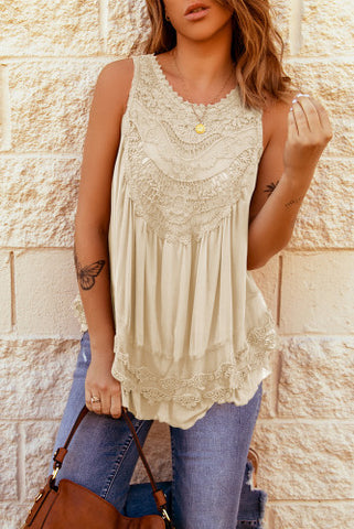 Lace Tank Top - Apricot