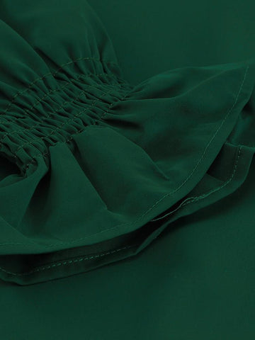 Crew Neck Balloon Sleeve Top - Green