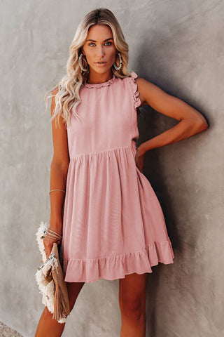 Sleeveless Chiffon Dress - Pink