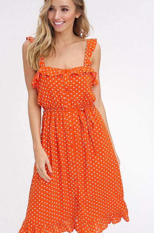 Polka Dot Sundress - Orange Polka Dot Sundress - Orange