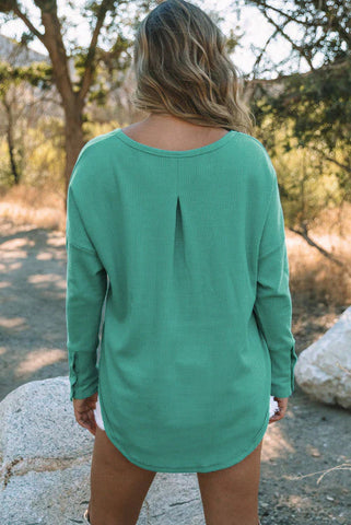 Button Sleeve Thermal Top - Green