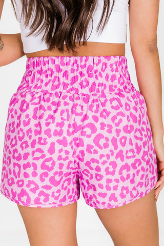 High Waisted Leopard Shorts - Pink