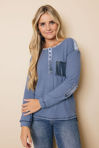 Button Thermal Top - Blue