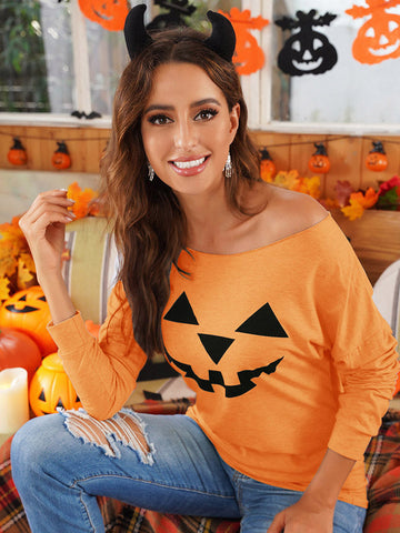 Jack ‘O Lantern Off Shoulder Top - Orange