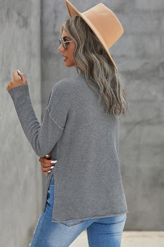 Henley Style Sweater - Gray