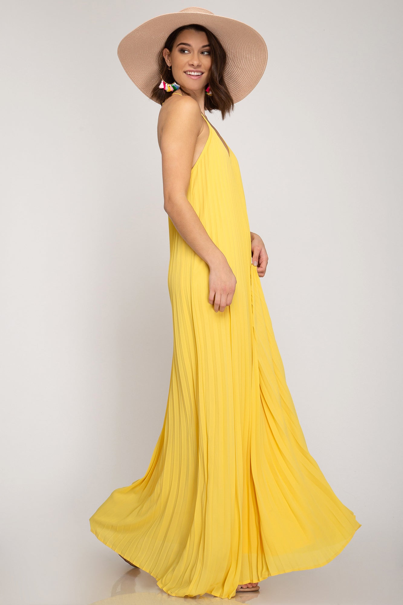 Pleated Maxi Dress - Red Pleated Maxi Dress - Red