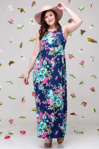 Garden Party Maxi Dress Plus - Navy