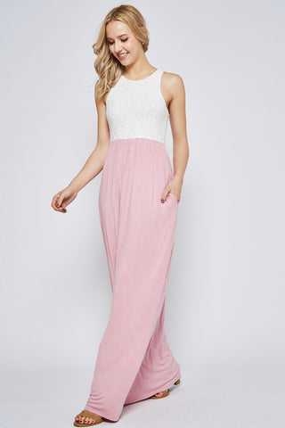 Lace Racerback Maxi Dress - Pink