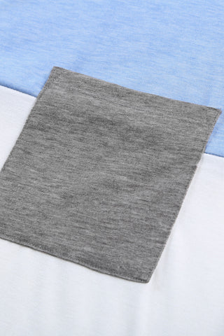 Color Block Tee with Pocket - Blue