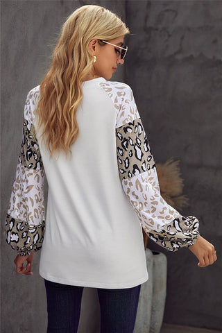 Bubble Sleeve Leopard Top