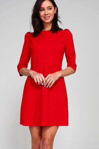 Half Sleeve Mini Dress - Red
