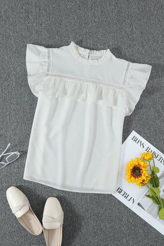 Flutter Sleeve Top - White