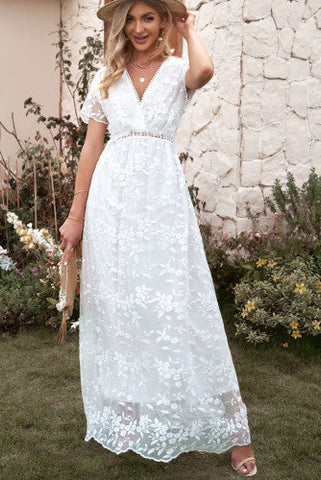 Little Flowers White Lace Dress