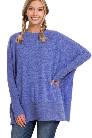 Zenana Free Flowing Fall Sweater - Bright Blue