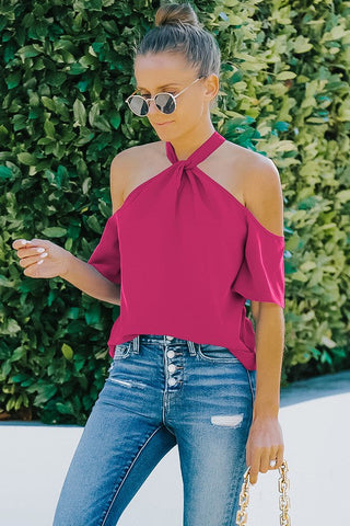 Cold Shoulder Top - Pink