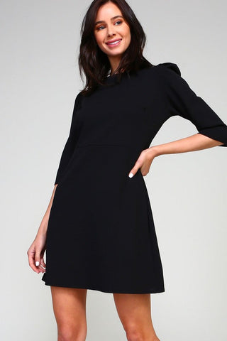 Half Sleeve Mini Dress - Black