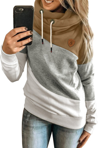 Thick and Cozy Color Block Hoodie - Brown