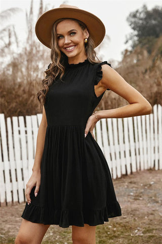 Sleeveless Chiffon Dress - Black