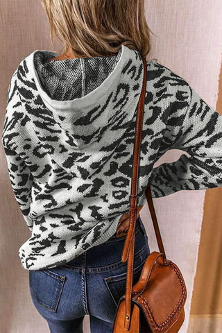 Leopard Sweater Hoodie - Gray