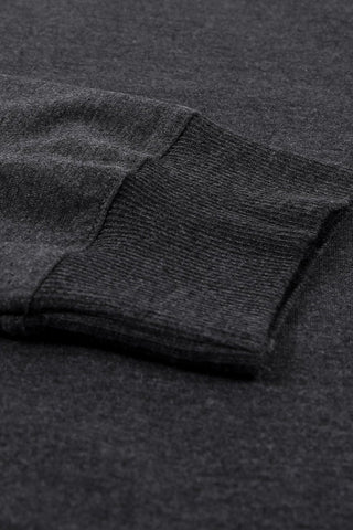 Fall Staple Tunic Sweatshirt with Ribbing - Black