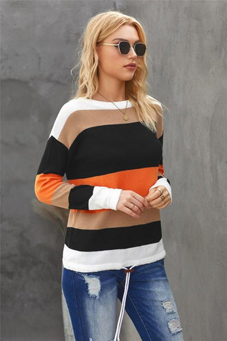 Drawstring Sweater - Orange