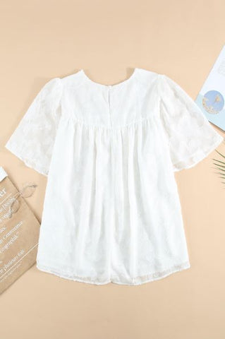 Subtle Floral Lace Top - White