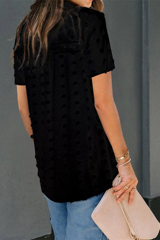 Short Sleeve Boho Top - Black