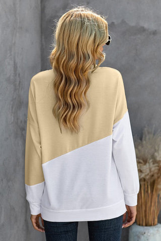 Asymmetrical Crew Neck Tunic - Beige