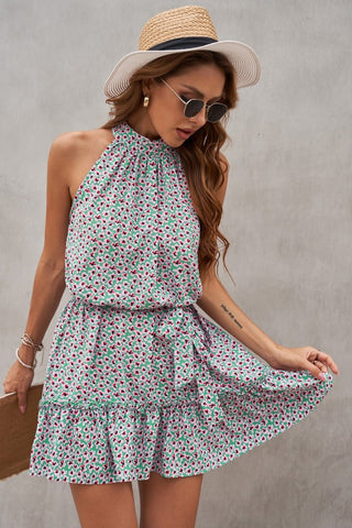 Mint and Pink Ruffle Hem Dress