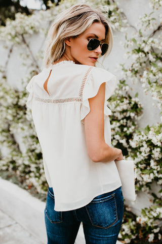 Flutter Sleeve Top - White