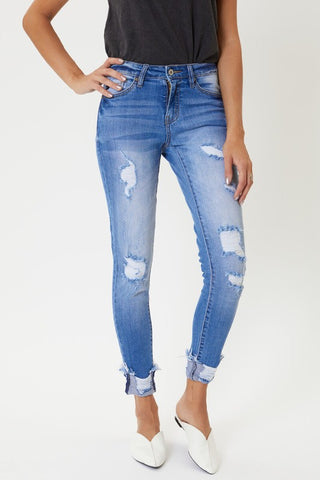 Kan Can Distressed Ankle Skinny Jeans