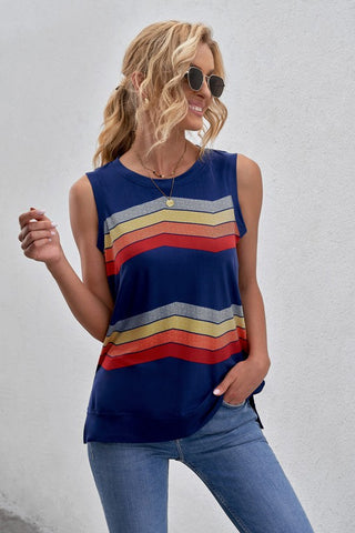Rainbow Sleeveless Top - Navy