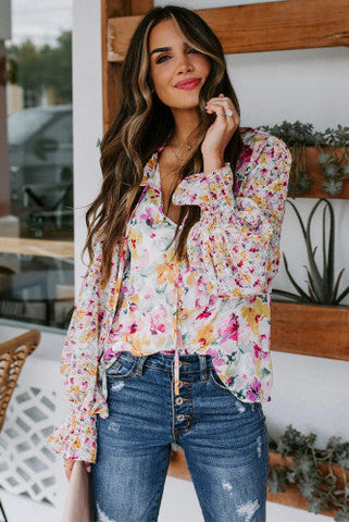 Floral Blouse - Pink and White