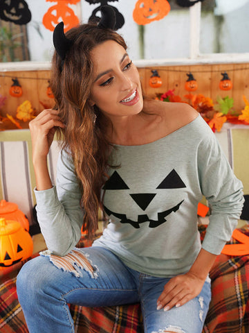 Jack ‘O Lantern Off Shoulder Top - Gray