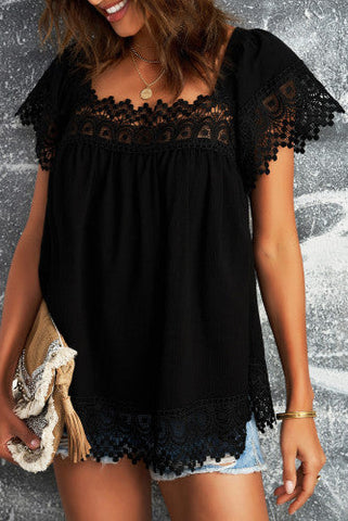 Lace Baby Doll Top - Black