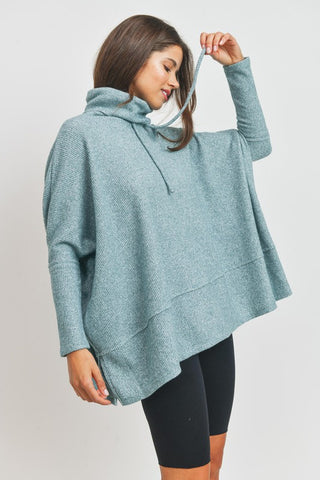 Thermal Cowl Neck Top - Green