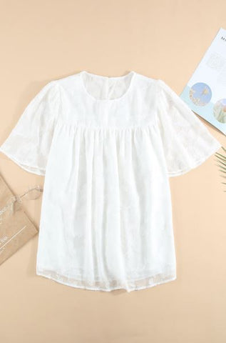 Subtle Floral Lace Top - White