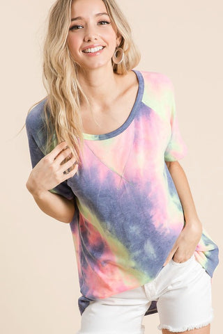 Tie Dye Short Sleeve Sweatshirt - Charcoal