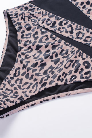 Mesh One Shoulder One Piece Swimsuit - Leopard
