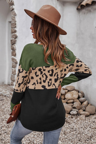 Olive Color Block Sweater