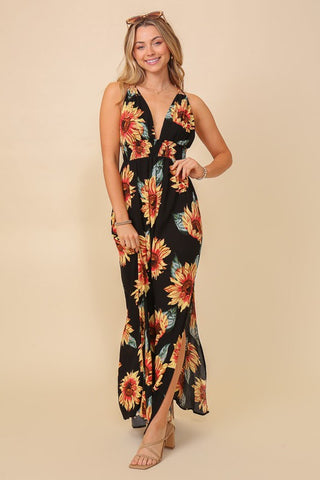 Sunflower Maxi Dress - Black