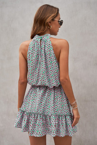 Mint and Pink Ruffle Hem Dress