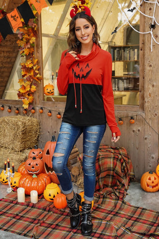 Jack ‘O Lantern Cowl Neck Top - Orange