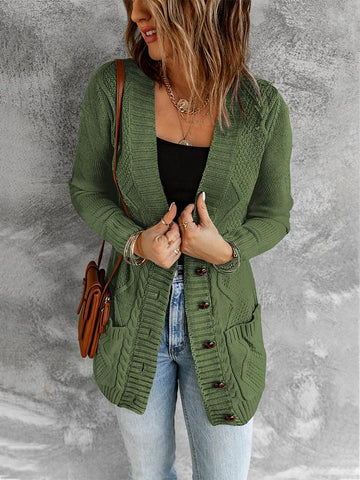 Cozy Textured Cardigan - Green