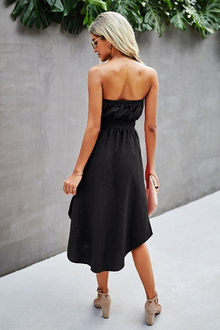 Chiffon Strapless Maxi Dress - Black - Ships Monday
