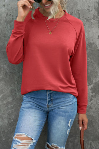 Red Raglan Sleeve Sweatshirt