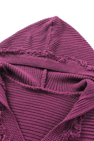 V-Neck Sweater Hoodie - Burgundy/Purple